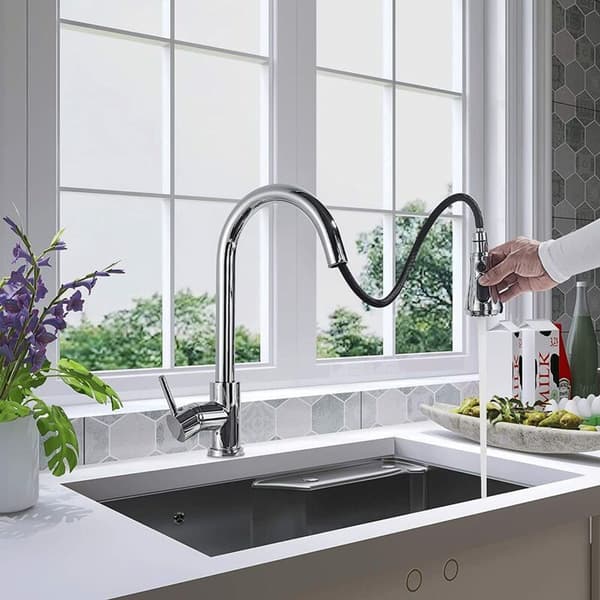 Kitchen Faucet 360° Swivel Spray 3 Spray Modes Single Handle Mixer Chrome Sink