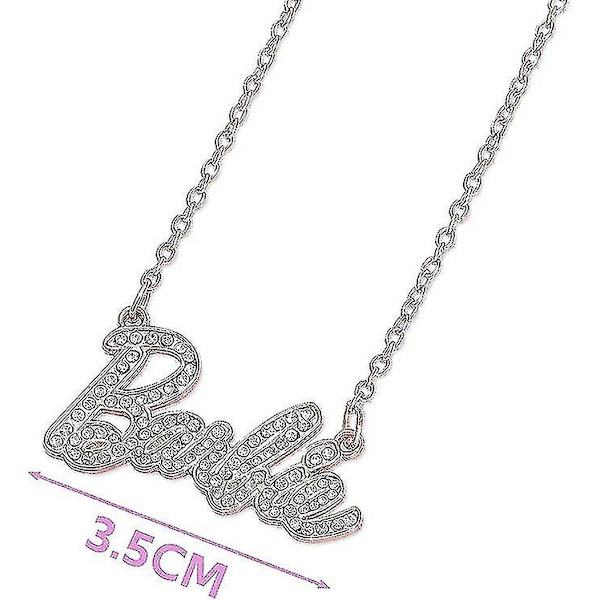 Sød og skinnende Crystal Script Logo Halskæde - Rosenguld