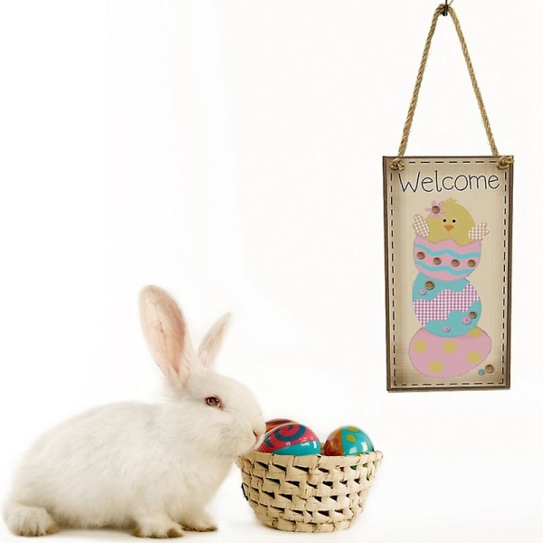 1 st. Glad Påsk Trähänge Dörrhängande Skylt Kyckling Kanin Bunny För Hem Påsk Dekoration Trähantverk Ornament C