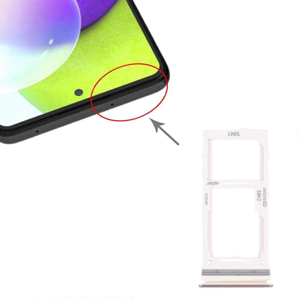 För Samsung Galaxy A52 SM-A525 SIM-kortfack + SIM-kortfack / Micro SD-kortfack Silver