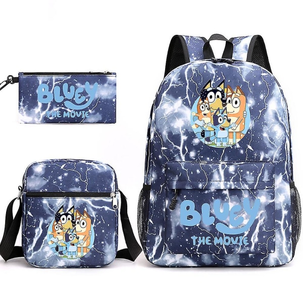 Bluey tredelt skoletaske rygsæk Lightning Blue 5