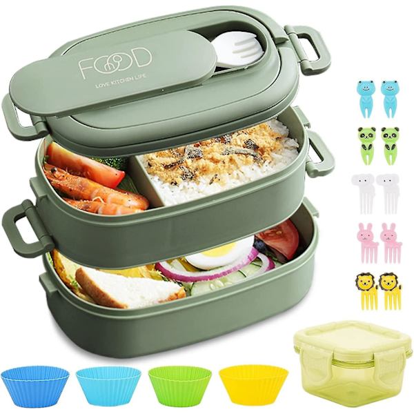 Bento Lunch Box Til Børn, 1550ml Bento Box Med Spisegrej, Lækagesikre Madbeholdere Til Voksne/Børn/Teenagere, Perfekt Størrelse Til At Spise Ude, Arbejde, Skole, Picnic