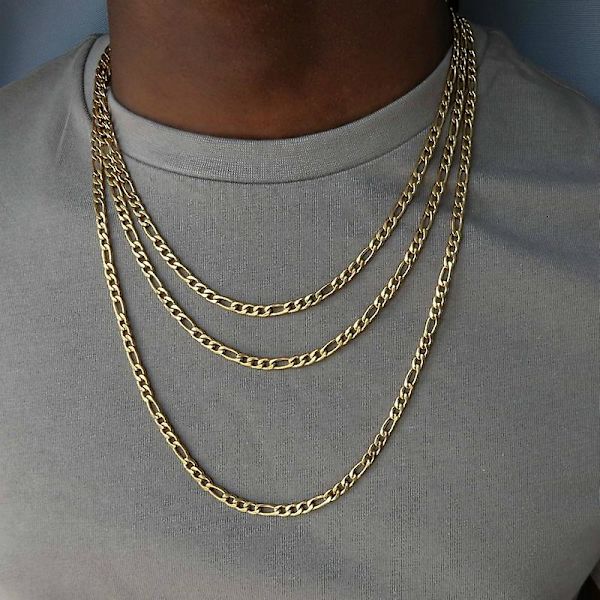 2023 Modekedja Halsband Män Temperament 3mm Bredd Rostfritt Stål Kedja Halsband För Män Smycken Present gold 20inch(50cm)