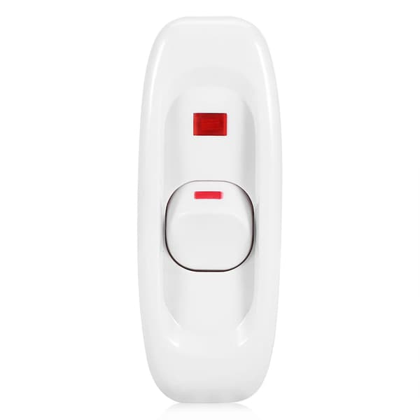 AC 250V 10A Inline PÅ/AV Bordlampe Ledningsbryter med LED-indikatorlys Hvit