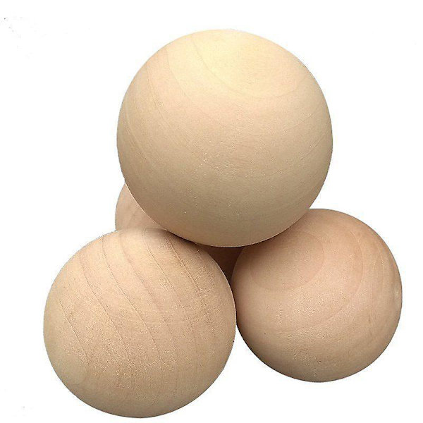Luonnollinen pyöreä kova puupallo, viimeistelemätön käsityöpallot DIY-käsityöprojekteihin, puun väri, 6 cm 6cm