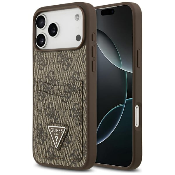 Guess 4G Double Card Triangle-deksel til iPhone 17 Pro Max brun