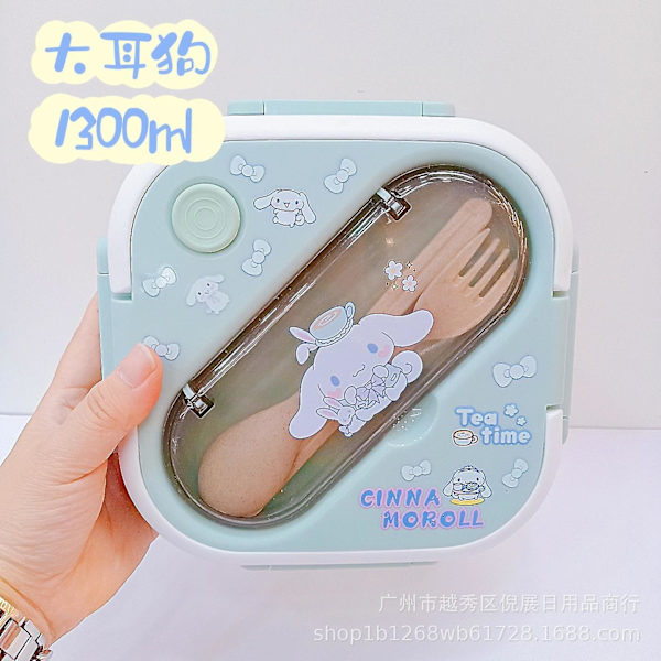 Born Pretty Sanrios Kuromi Cinnamoroll Mymelody Kawaii Anime Cartoon Mikroaaltouuni Sopiva Lounasrasia Lusikalla ja Tikkuilla 2/3 Osastoinen Lounasrasia Cinnamoroll*1300ml