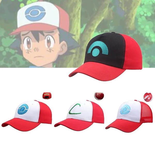 Anime Splicing Aurinkohattu Tuhka Ketchum Cosplay Unisex Kirjonta Lippalakki Cap Snapback Säädettävät Hatut Prop 8