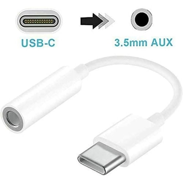 (2 stk) USB-C til AUX 3,5 mm adapter for Samsung-hodetelefoner