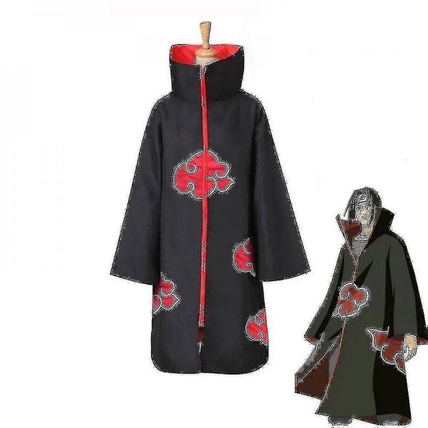 Naruto Akatsuki -viitta Anime-asusetti Itachi -takki Halloween -pitkä Kaapu cloak L