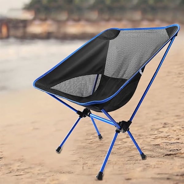 Foldsammenligning campingstol belastning ca 150 kg sort blå