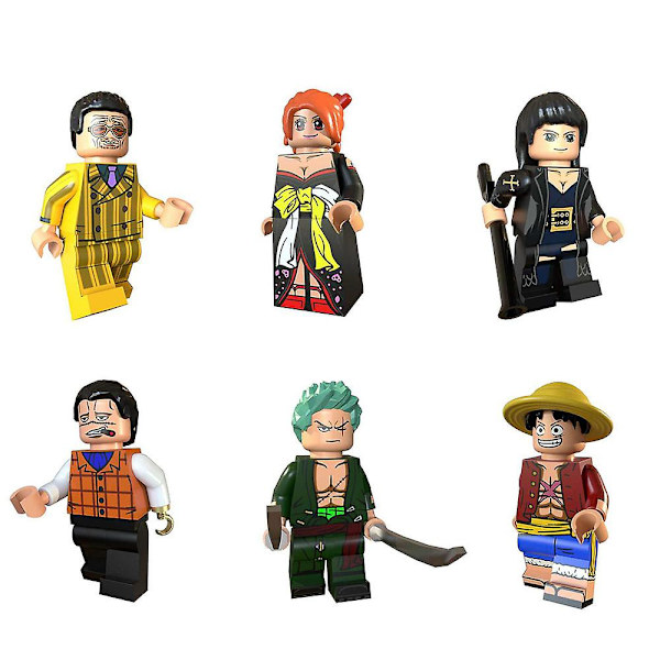6-pack Anime One Piece Action Minifigurer Luffy Zoro Robin Nami Cartoon Byggklossar Samlarföremål Små Figurer Leksaker