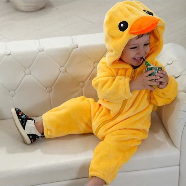 Reedca Taaperoiden dinosaurusasu lapsille, söpö hupullinen Onesie-eläinasu Halloween Yellow duck 18-24 Months