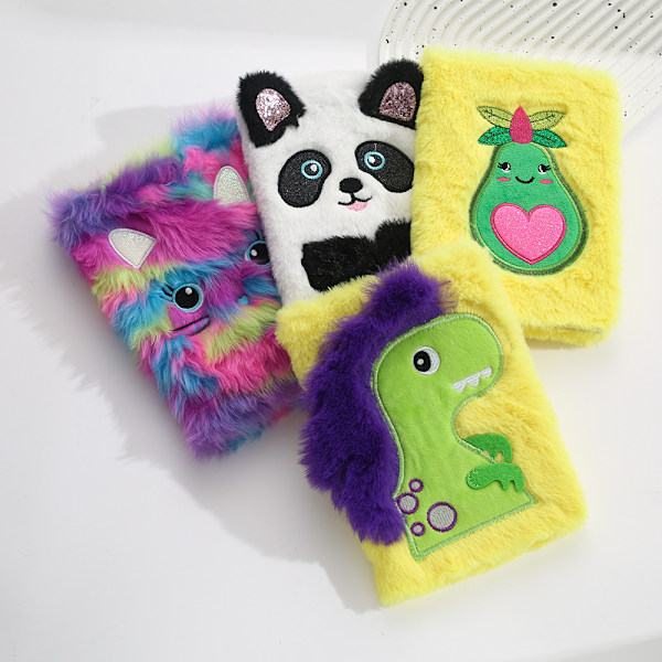 Plush Anteckningsbok A5 Anteckningsblock Plush Broderi Cartoon Kreativ Söt Anteckningsbok Owl