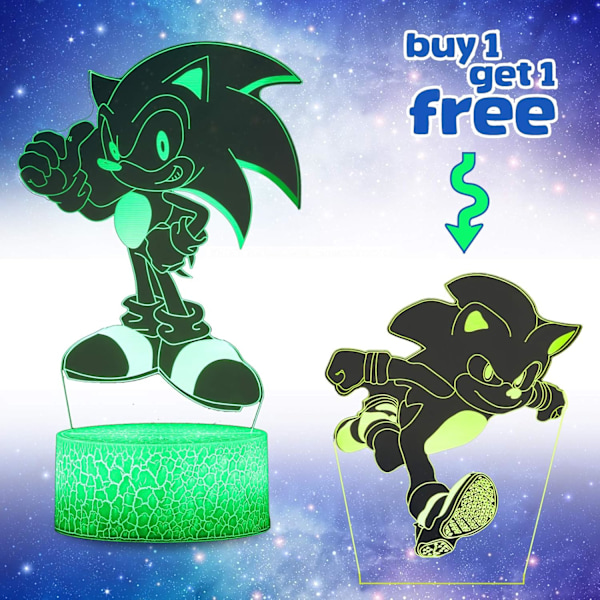 Sonic The Hedgehog 3D Nattlampa, Sonic Leksaker Animelampa 16