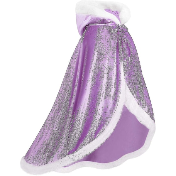 Vendbar kappe til voksne og børn, påske nytår kappe fancy kjole Vampyr Heks Troldmand Rollespil Kappe-zong Purple 110cm