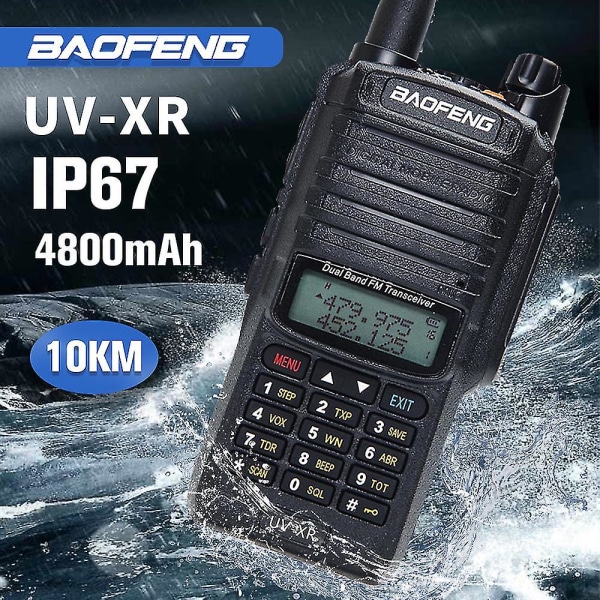 Baofeng Uv-xr Ip67 Vandtæt Dual Band Skinke Radio Uvxr 4800mah 10w Kraftig Walkie Talkie 10 km lang rækkevidde Two Way Handy Radio add longer antenna