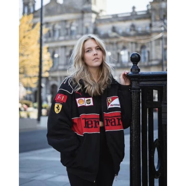 F1 Racing jakke Vintage hvid Nascar Retro Bomber - F1 jakke Formel 1 vintage jakke - Unisex Y2k jakke Streetwear L