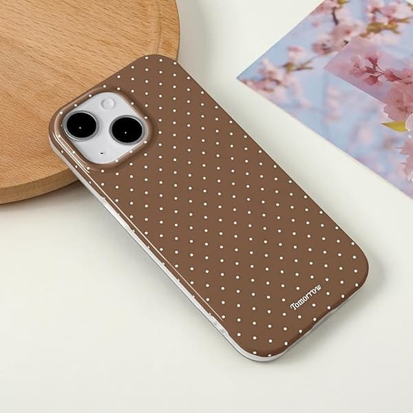 inewateri Compatible with iPhone 13/14 Case, Cute Fashion Polka Dot Design, Soft TPU Slim Protective Case Brow Brown iPhone14 pro