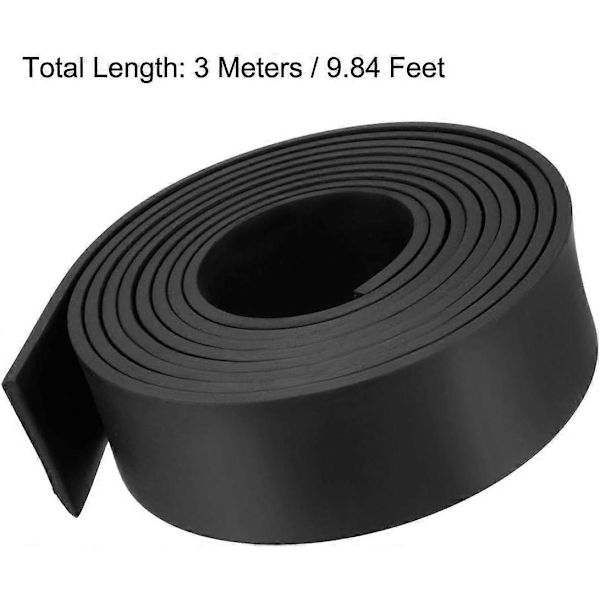 Solid rektangulær gummilist, 50 mm bred, 5 mm tyk, 3 m lang, sort 50 mm x 5 mm x 3 m