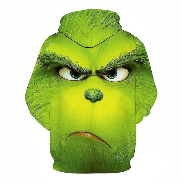 Jule Unisex Børn The Grinch 3D Digital Print Trøje med Hætte Juleafslappet Hættetrøje Top 9-10 Years