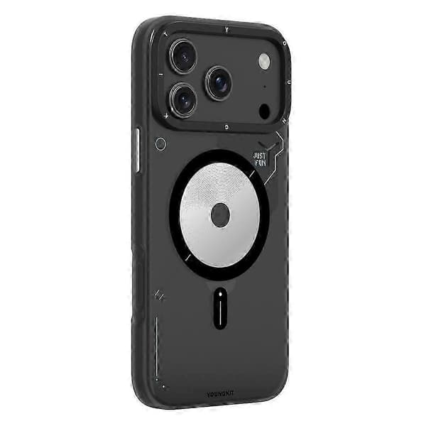 YOUNGKIT Kompatibel med iPhone 17 Pro Max Magnetisk Deksel Unik Diskdesign TPU + PC Telefon Bakdeksel DarkGrey