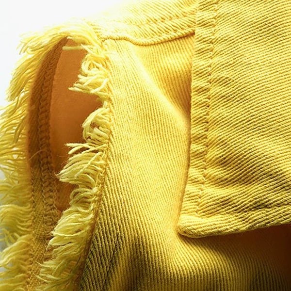 Kvinners vår- og høstfrakk ensfarget ermeløs dongerijakke Yellow 2xl