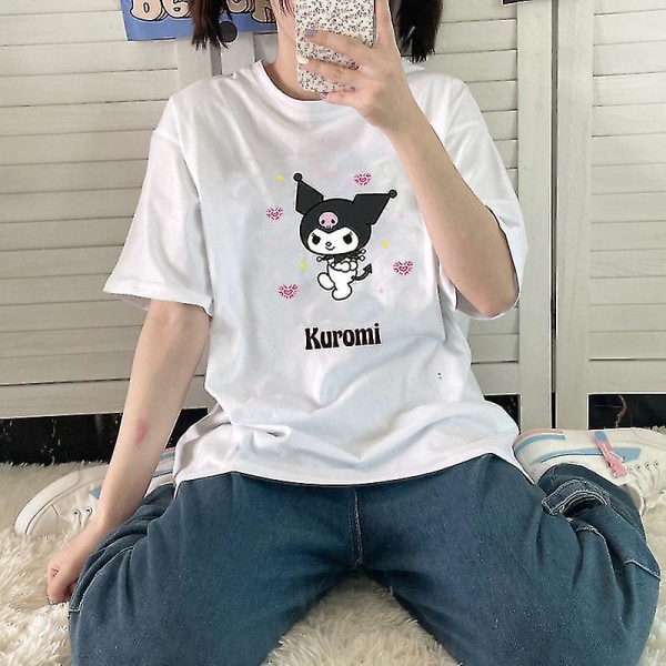 Sanrio My Melody Kuromi Overdeler Kvinner 2022 Estetisk Oversized T-skjorte Estetiske klær Pluss mote Sweethearts-antrekk D XXL