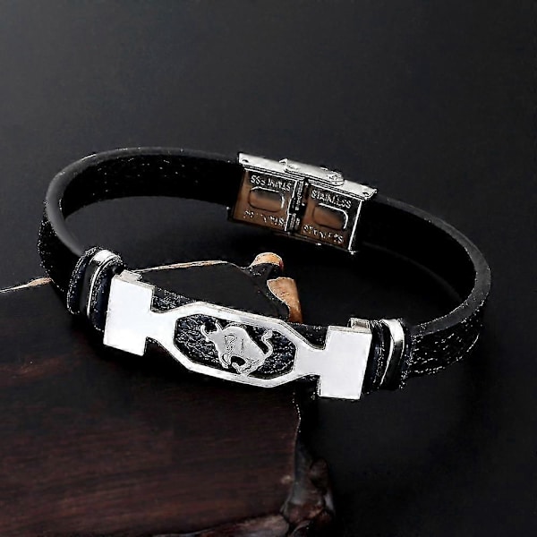 12 Zodiac Rustfrit Stål Læder Wrap Armbånd til Mænd & Kvinder Taurus
