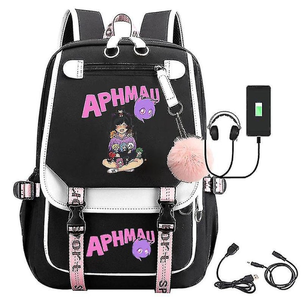 Aphmau Anime Ryggsekk 3D-trykt Tegneserie Oxford Vanntett Full Ball USB Skolesekk Gutter Jenter Studenter Stor Kapasitet Ryggsekk-yvan 16