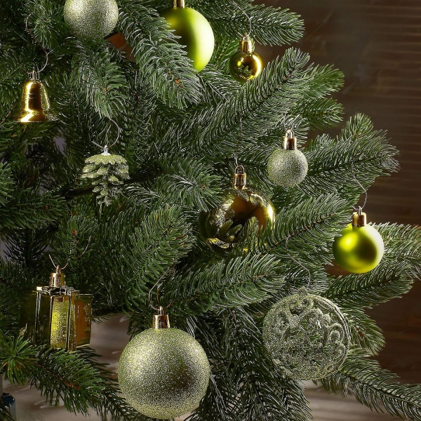 Brubaker 101-bitars julkulor med trädtopp Lila julgransdekorationer Green