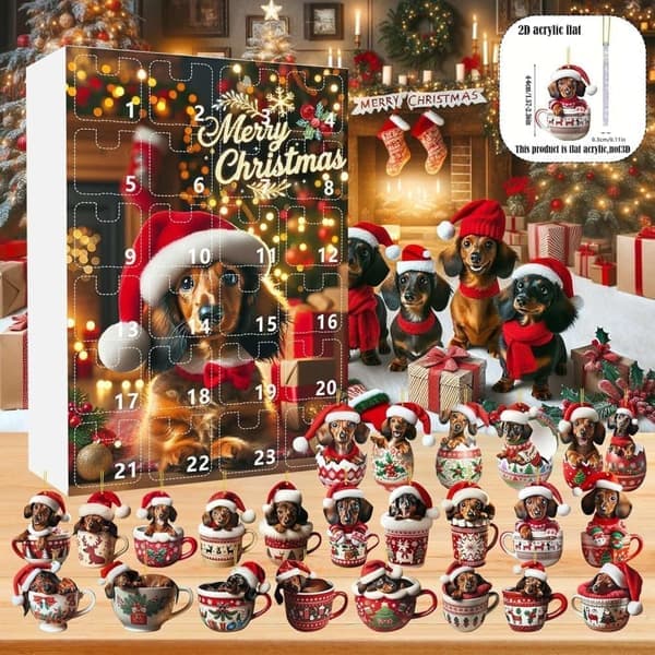 Adventskalender med hundpynt 2026 – 24 juletrepynt | Julegave til barn