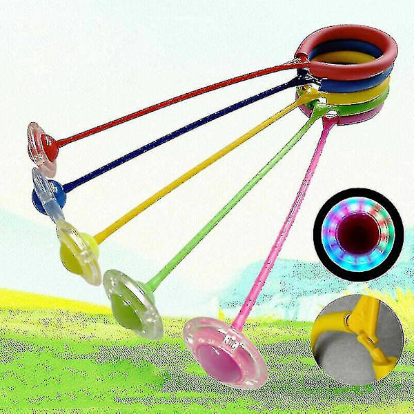 Barnens LED-blinkande hopprep med ring runt fotleden, rolig träningsleksak för hoppning, present Yellow