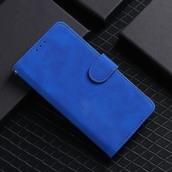 For Honor 90 Skin-touch Feeling PU-läder Telefonskal Cover Vikbart ställ Flip Phone case Blue