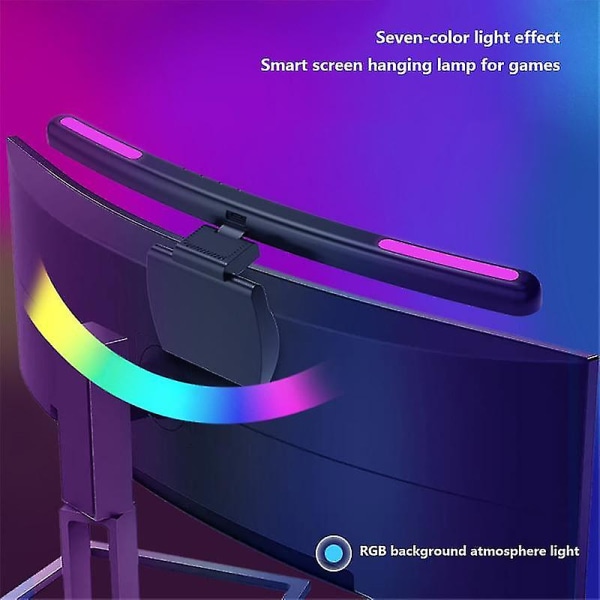 Buet Skærm Monitor Hængende Lampe Lysstang Rgb Farverig Baggrund Atmosfære Lys Trinløst 30SF