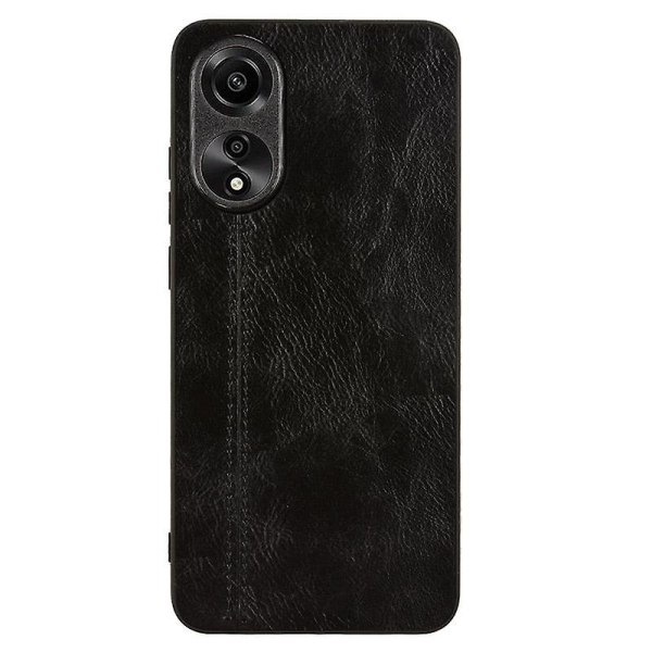 For Oppo A78 4G PU Læderbelagt PC+TPU Anti-ridse Cover Syning Linje Telefon Case-Sort