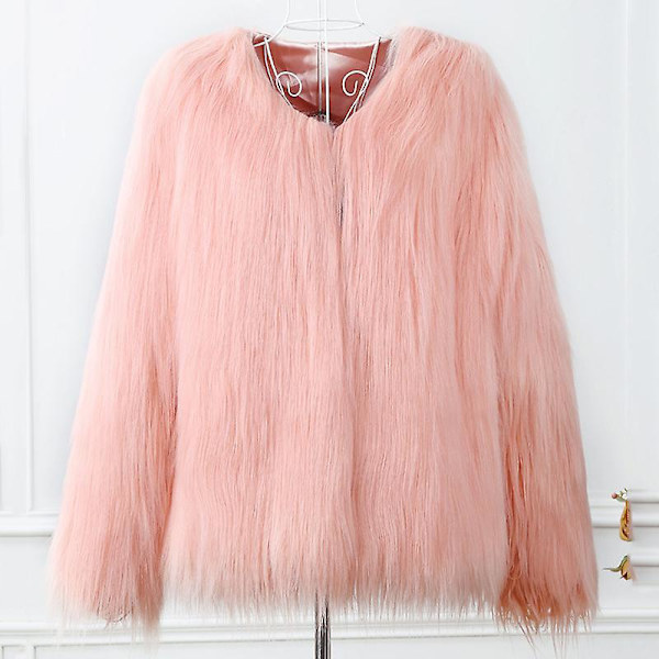 Damjacka Festmode Fluffig Konstgjord Päls Kavaj Ytterplagg Pink M