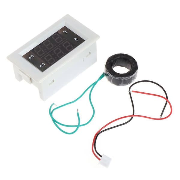 Dobbelt Display Multimeter Amperemåler Volt Amp Målerpanel Nem Installation White