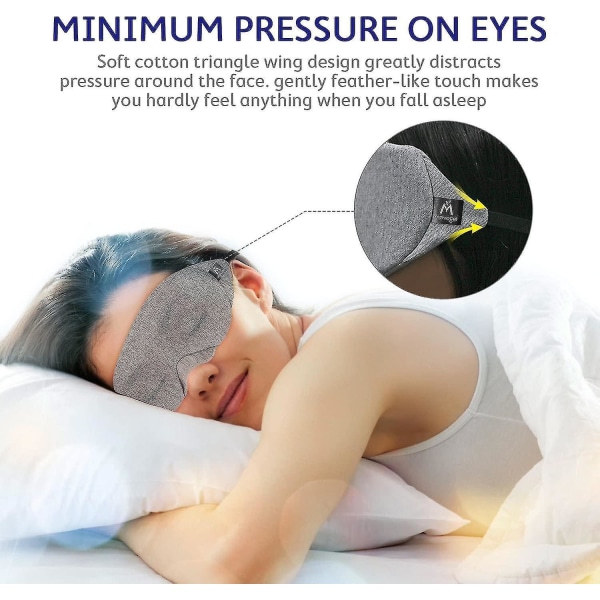 Huncv Mavogel Cotton Sleep Mask Eye Mask - Valoa estävä unen naamio päivitetyllä muotoilulla, pehmeä ja mukava yönaamio miehille ja naisille