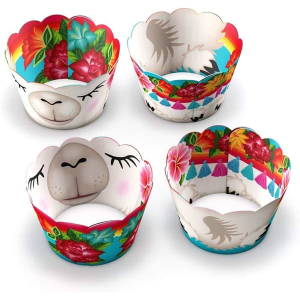Cupcake-dekorationer och formar - Set om 24 - Festartiklar (Llama)
