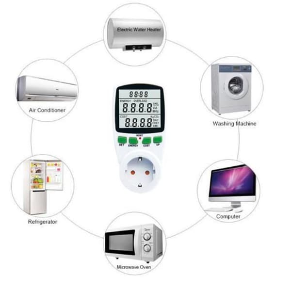 Energimätare - OUTAD - LCD Wattmeter - Trådbunden - Digital - Vit