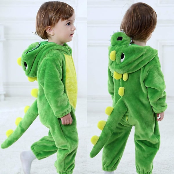 Reedca Toddler's Dinosaur Kostume Børne Sød hætte Onesie Dyrekostume Halloween A-Green 6-12 Months