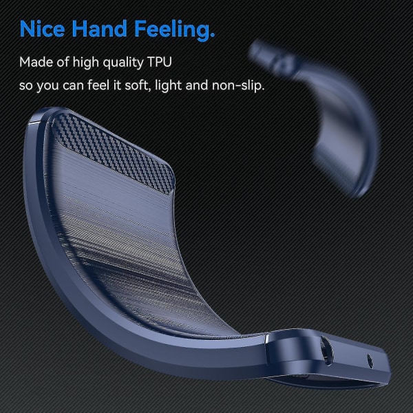 Borstad mjuk TPU phone case för Nokia C32, Carbon Fiber Texture Smartphone Cover Blue