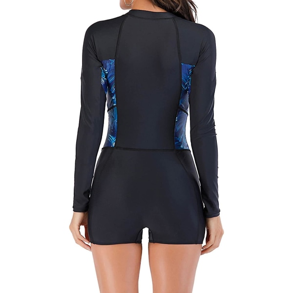 Dam One Piece Baddräkt Långärmad Rash Guard Dam Wetsuit Atletisk Baddräkt Surfing Dykning Dragkedja Fram Baddräkt Badkläder Wanke Black 0386 L