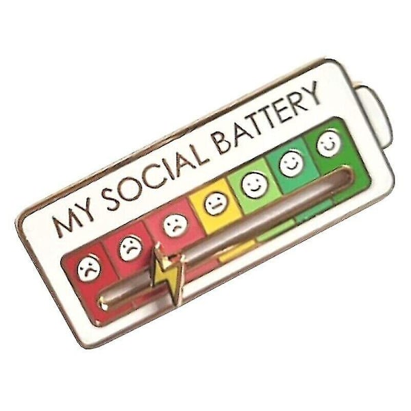 Metallisk "My Social Mood" Brosch Nål Rolig Interaktiv Emalj Badge Nål Present White