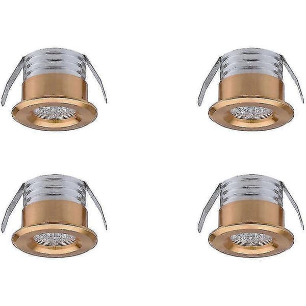 Sæt med 4 Mini Indbyggede LED Spotlights, 3 W, Varm Hvid Guld