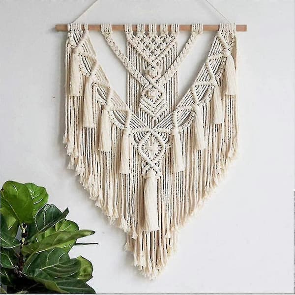 Macrame Wall Hanging, Chic Bohemian Tapestry For Bedroom 55 X 70 Cm