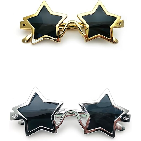 2 stjärnformade solglasögon, pentagramstjärnglasögon, PC-stjärnfestglasögon