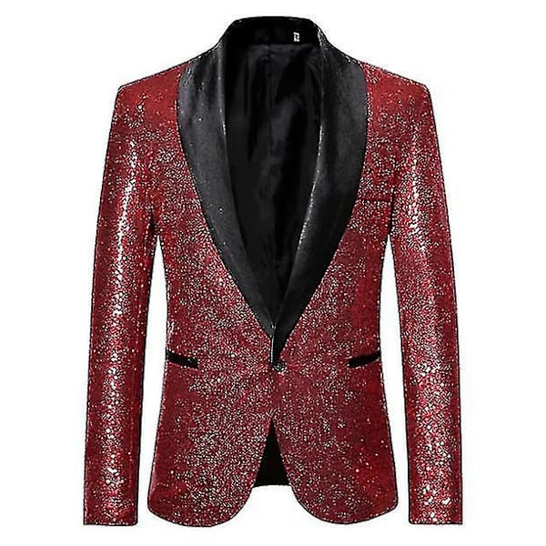 Menners Sequin Casual Blazer til Bryllup og Fest red S