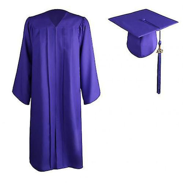2022 Akademisk Examensplagg för Vuxna med Dragkedja, Robe och Mortarboard-Hatt Purple XXXXL